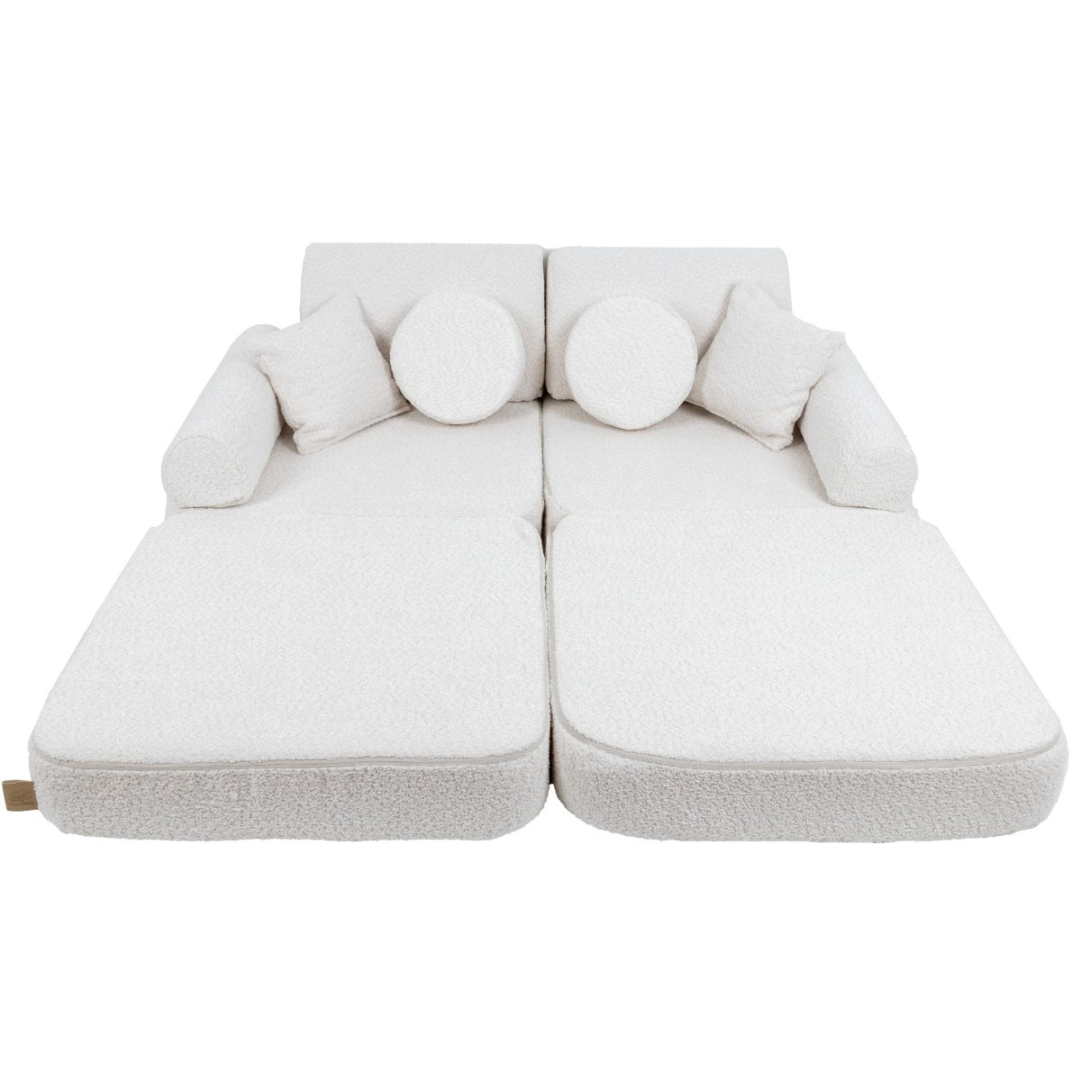 Modular Kids Play Sofa, Medium - Bouclé, 120 x 60 cm (White) - Tiny Tugz™