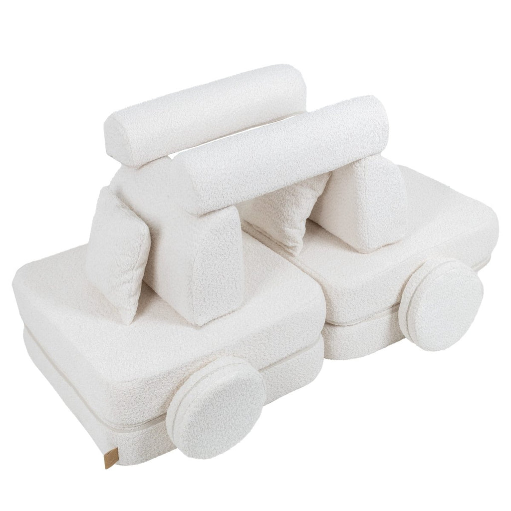 Modular Kids Play Sofa, Medium - Bouclé, 120 x 60 cm (White) - Tiny Tugz™