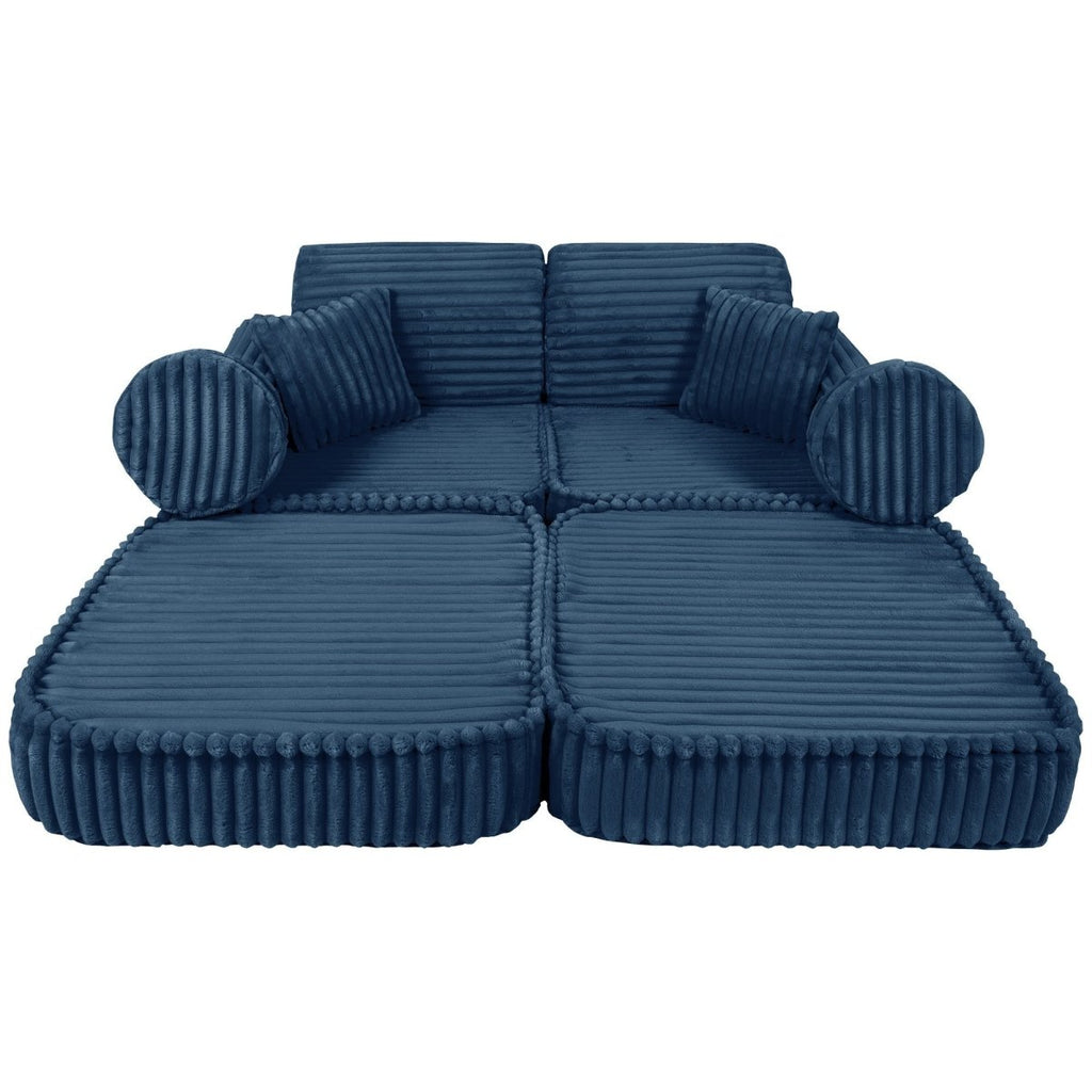 Modular Kids Play Sofa, Medium - Churros Corduroy (Blue) - Tiny Tugz™