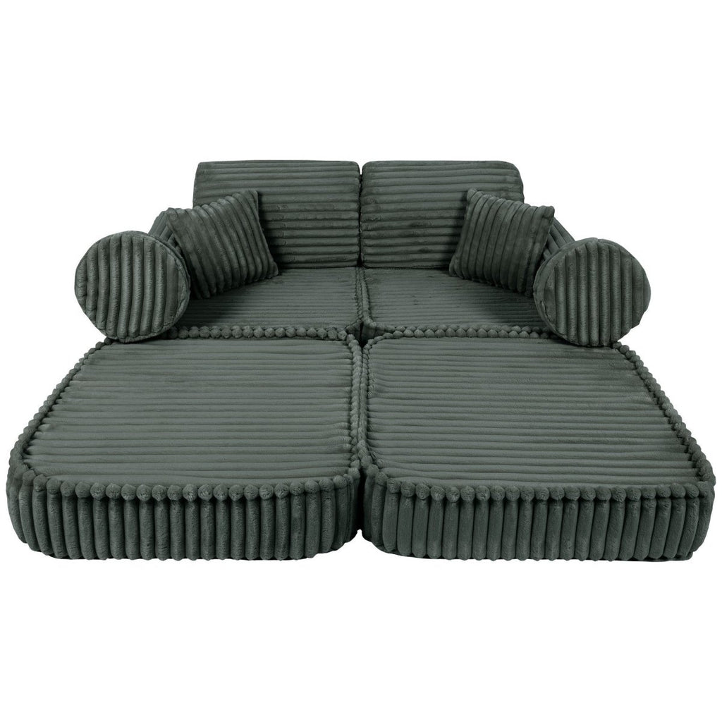 Modular Kids Play Sofa, Medium - Churros Corduroy (Forest Green) - Tiny Tugz™