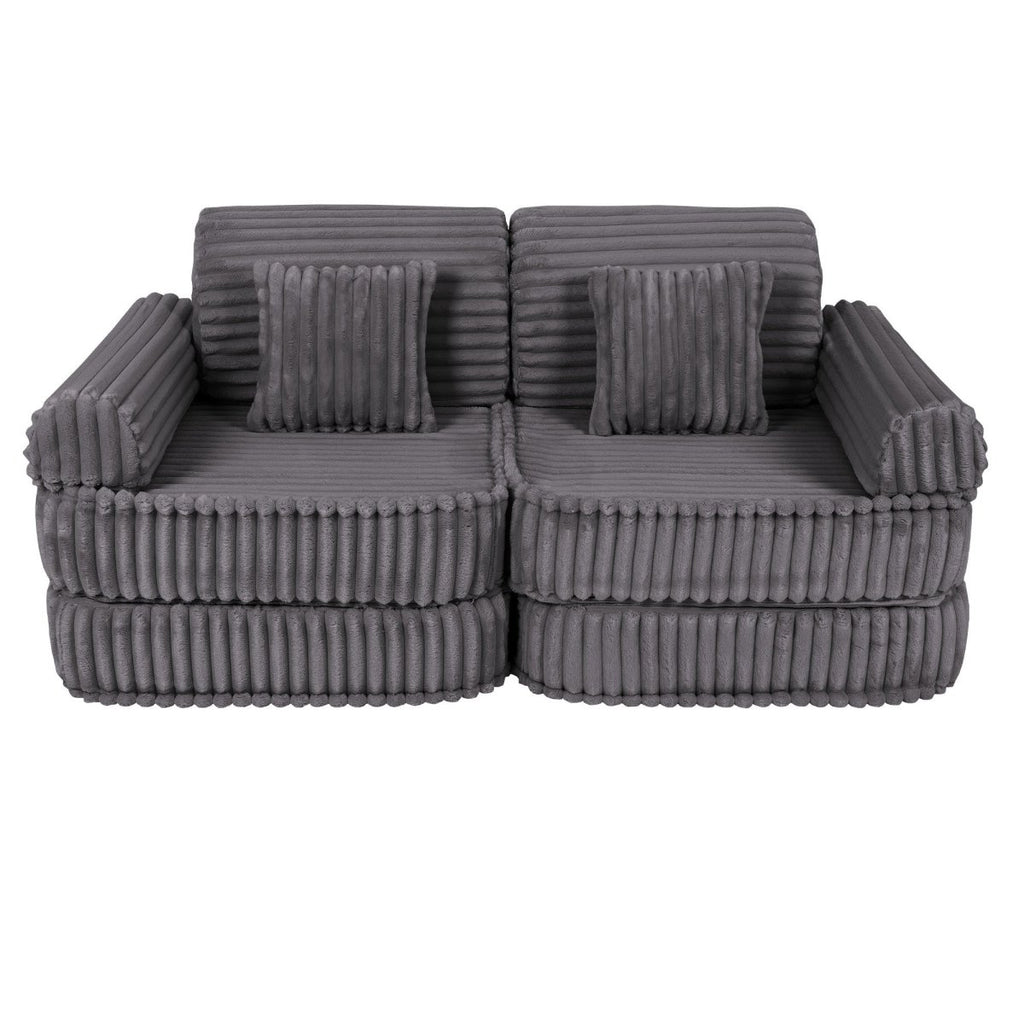 Modular Kids Play Sofa, Medium - Churros Corduroy (Jurassic Grey) - Tiny Tugz™