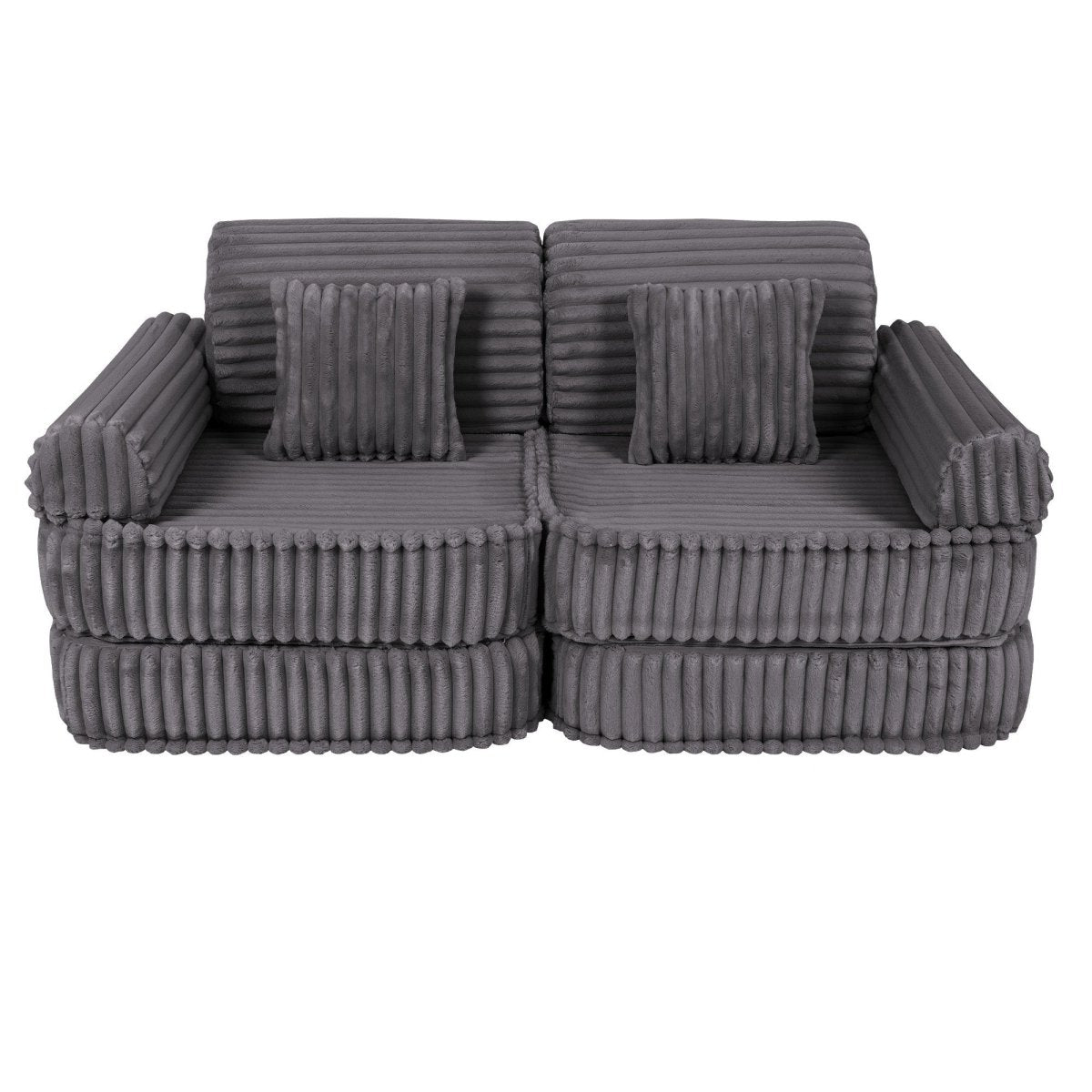 Modular Kids Play Sofa, Medium - Churros Corduroy (Jurassic Grey) - Tiny Tugz™