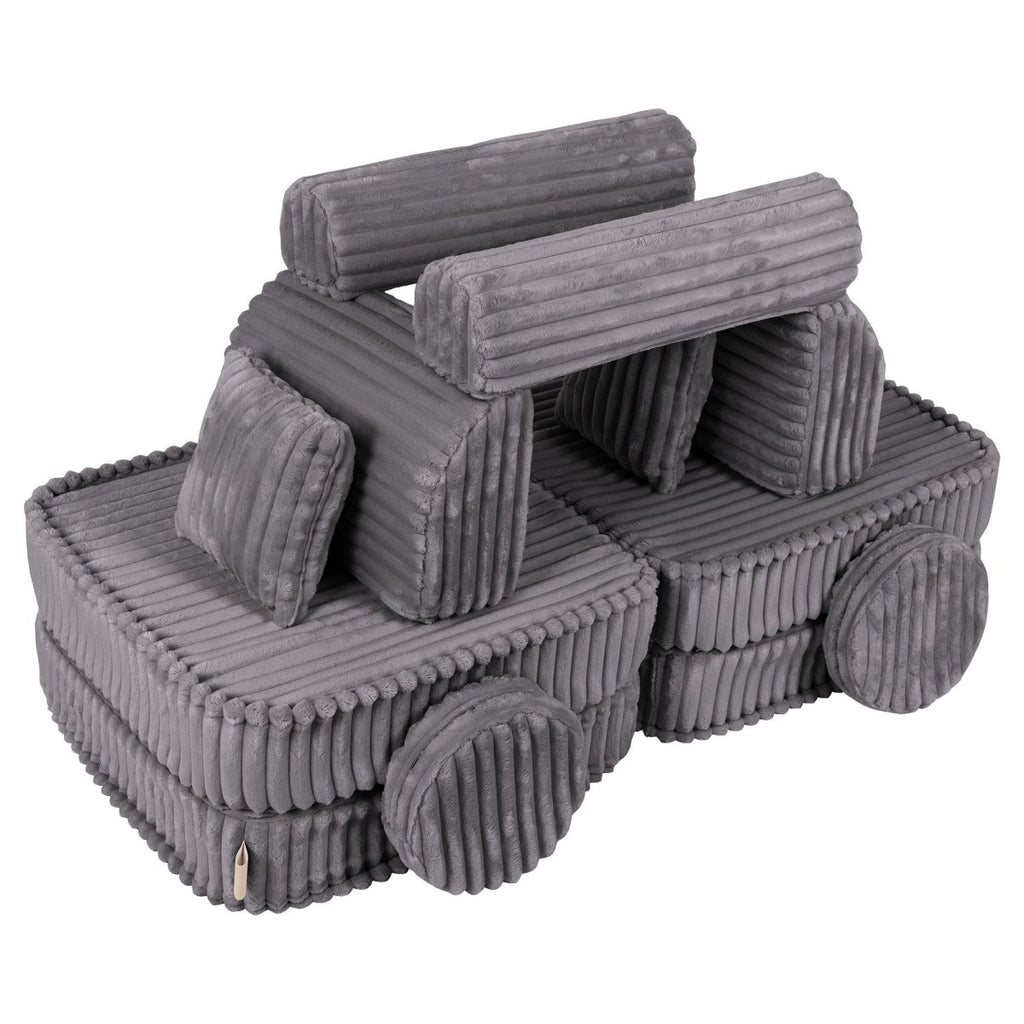 Modular Kids Play Sofa, Medium - Churros Corduroy (Jurassic Grey) - Tiny Tugz™
