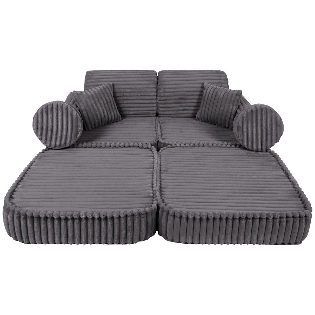 Modular Kids Play Sofa, Medium - Churros Corduroy (Jurassic Grey) - Tiny Tugz™