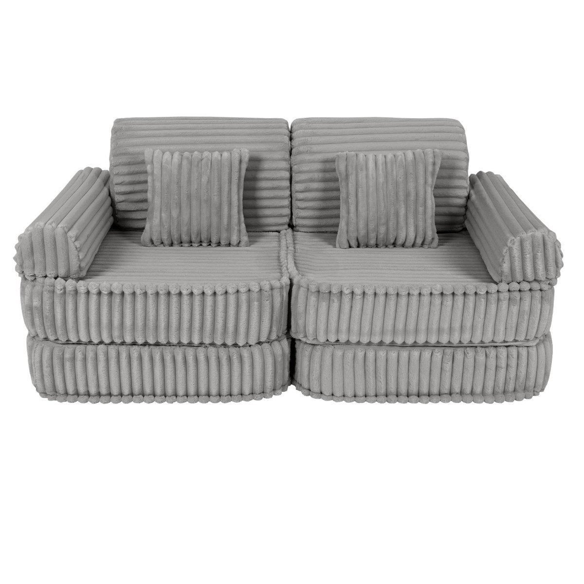 Modular Kids Play Sofa, Medium - Churros Corduroy (Moon Grey) - Tiny Tugz™