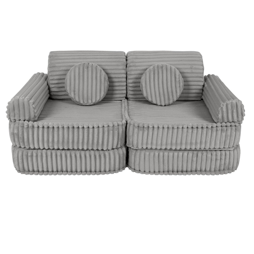 Modular Kids Play Sofa, Medium - Churros Corduroy (Moon Grey) - Tiny Tugz™