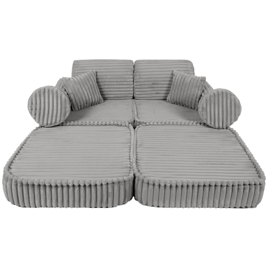 Modular Kids Play Sofa, Medium - Churros Corduroy (Moon Grey) - Tiny Tugz™