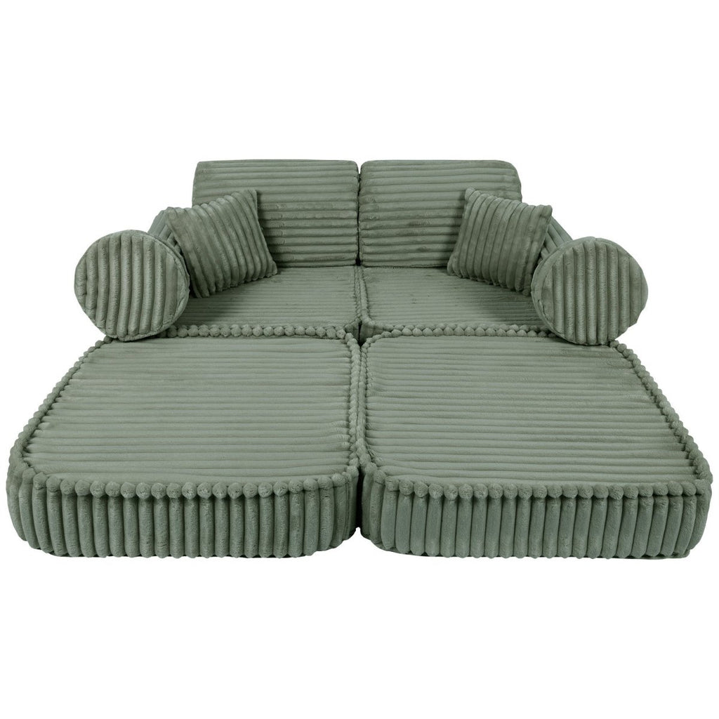 Modular Kids Play Sofa, Medium - Churros Corduroy (Sage Green) - Tiny Tugz™
