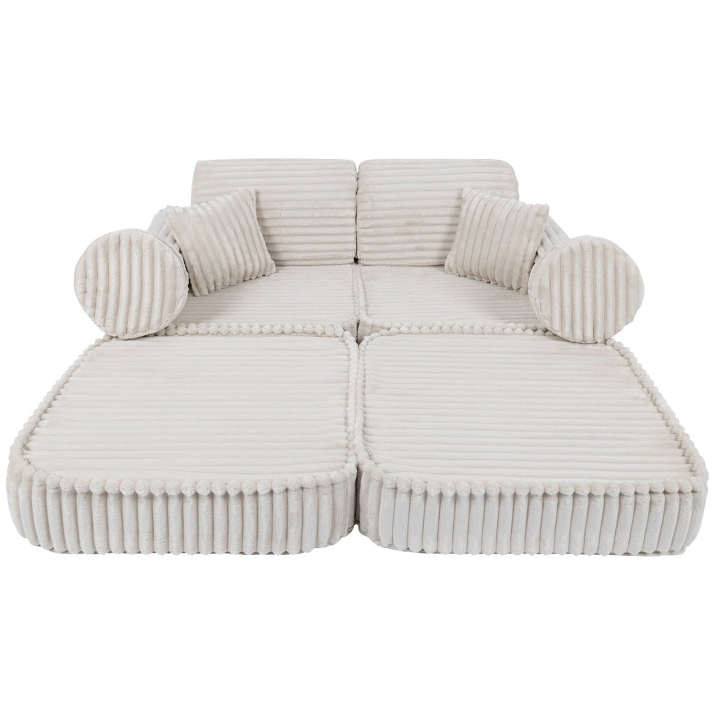 Modular Kids Play Sofa, Medium - Churros Corduroy (White) - Tiny Tugz™