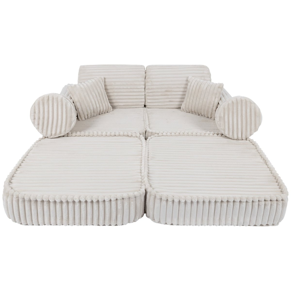 Modular Kids Play Sofa, Medium - Churros Corduroy (White) - Tiny Tugz™
