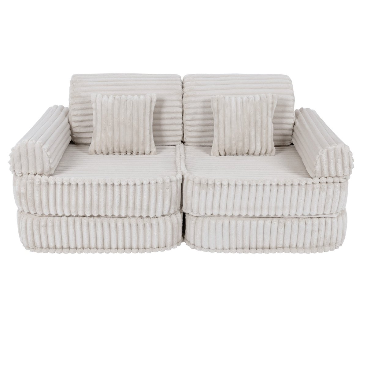 Modular Kids Play Sofa, Medium - Churros Corduroy (White) - Tiny Tugz™