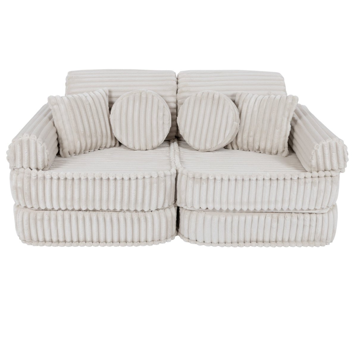 Modular Kids Play Sofa, Medium - Churros Corduroy (White) - Tiny Tugz™