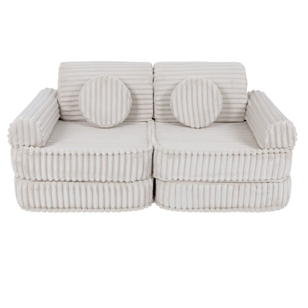 Modular Kids Play Sofa, Medium - Churros Corduroy (White) - Tiny Tugz™