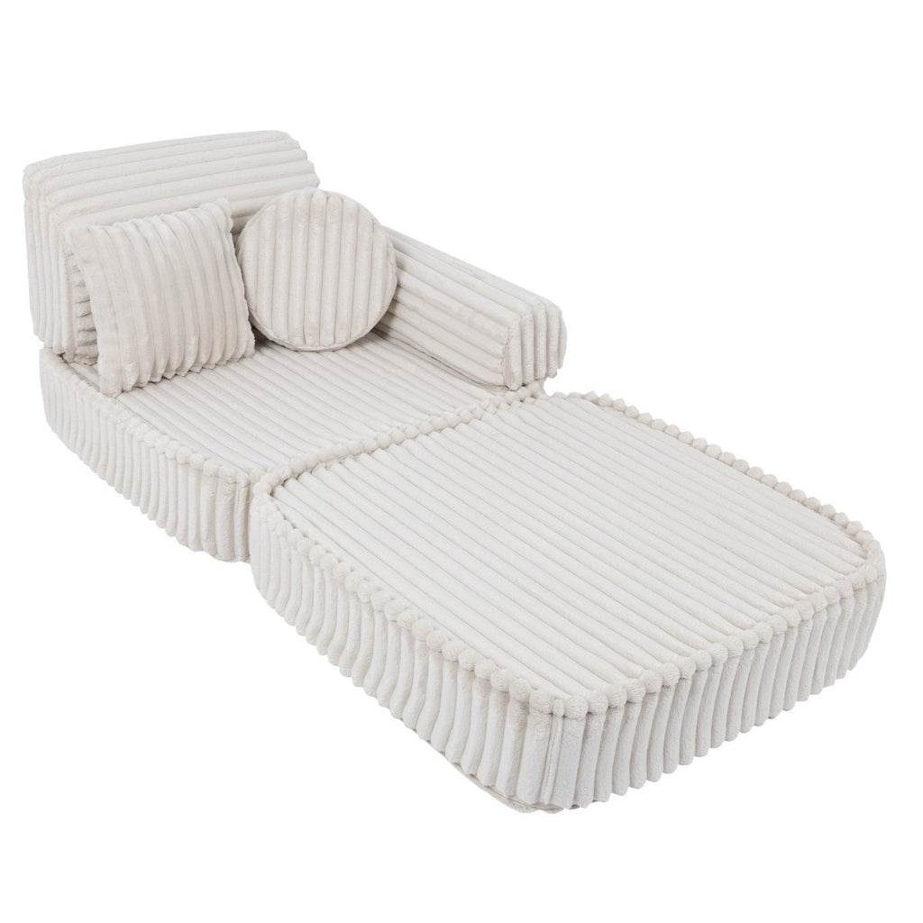 Modular Kids Play Sofa, Medium - Churros Corduroy (White) - Tiny Tugz™