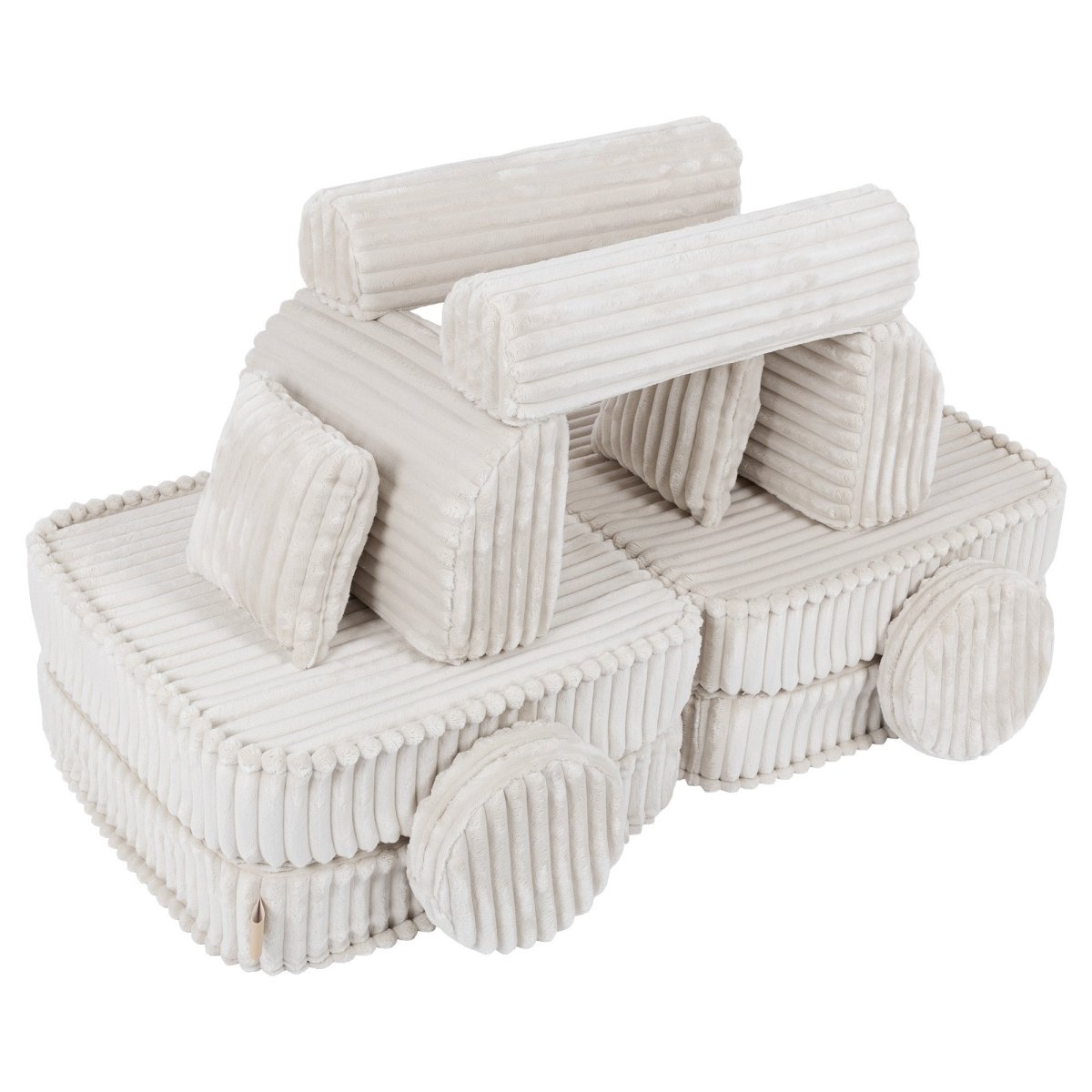 Modular Kids Play Sofa, Medium - Churros Corduroy (White) - Tiny Tugz™