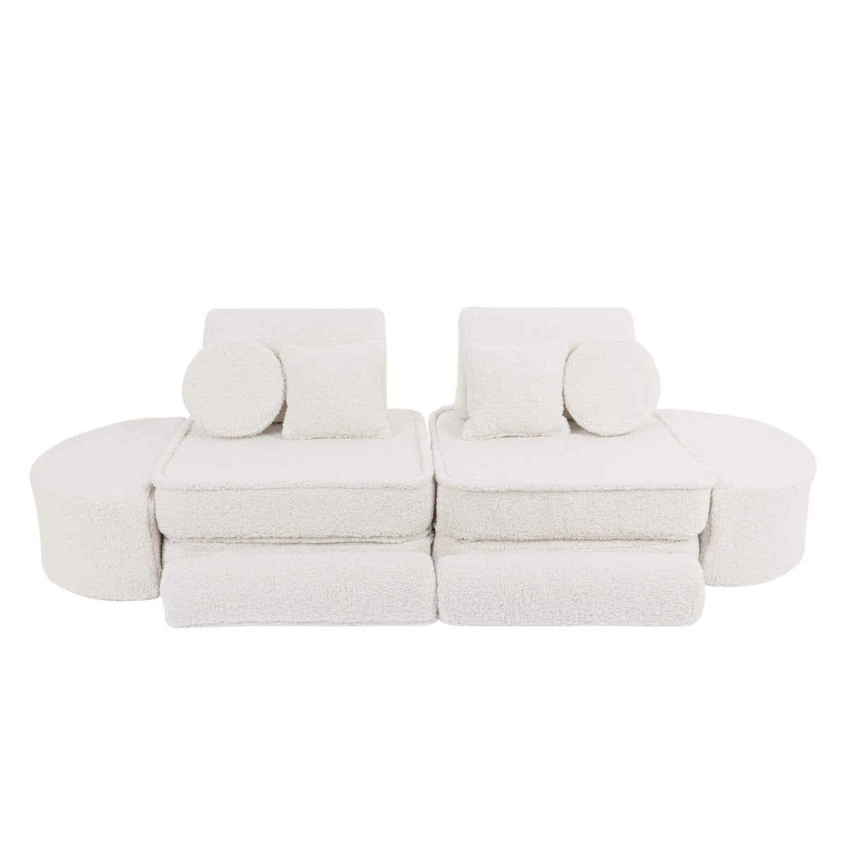 Modular Kids Play Sofa, Medium Plus with Extra Cushions - Bearly Fabric, 120 x 60 cm (Cream) - Tiny Tugz™