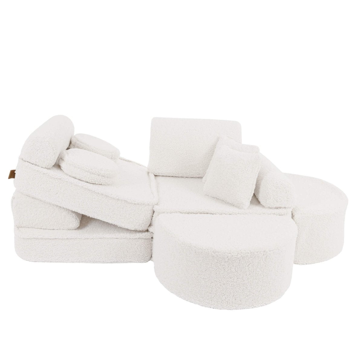 Modular Kids Play Sofa, Medium Plus with Extra Cushions - Bearly Fabric, 120 x 60 cm (Cream) - Tiny Tugz™