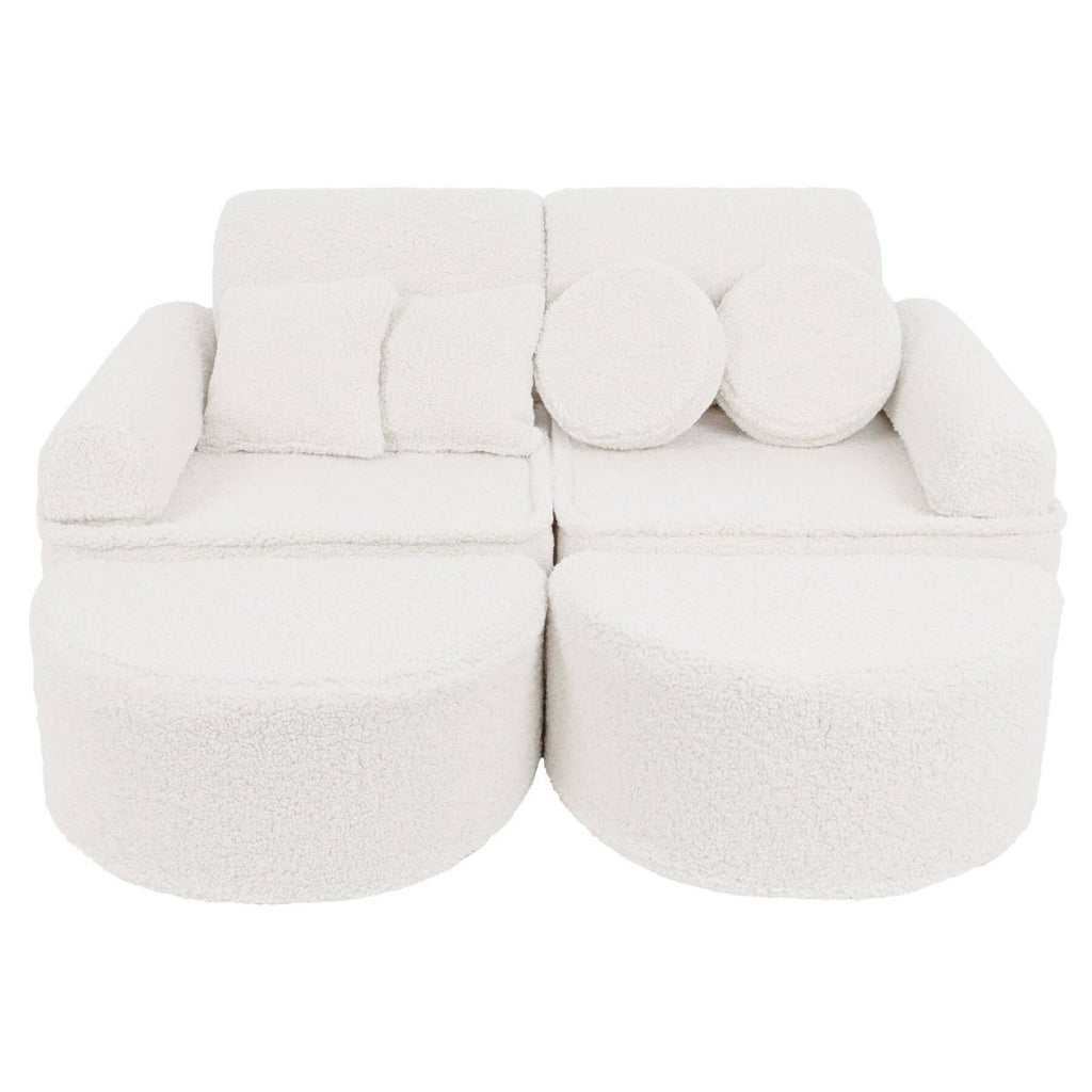 Modular Kids Play Sofa, Medium Plus with Extra Cushions - Bearly Fabric, 120 x 60 cm (Cream) - Tiny Tugz™