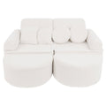 Modular Kids Play Sofa, Medium Plus with Extra Cushions - Bearly Fabric, 120 x 60 cm (Cream) - Tiny Tugz™