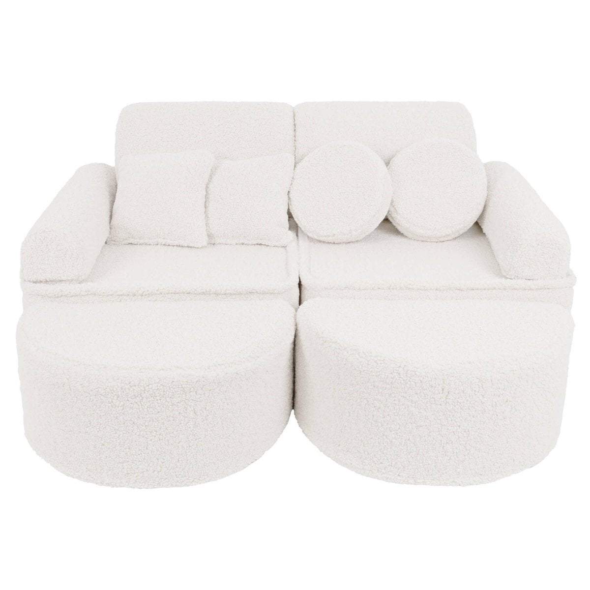 Modular Kids Play Sofa, Medium Plus with Extra Cushions - Bearly Fabric, 120 x 60 cm (Cream) - Tiny Tugz™