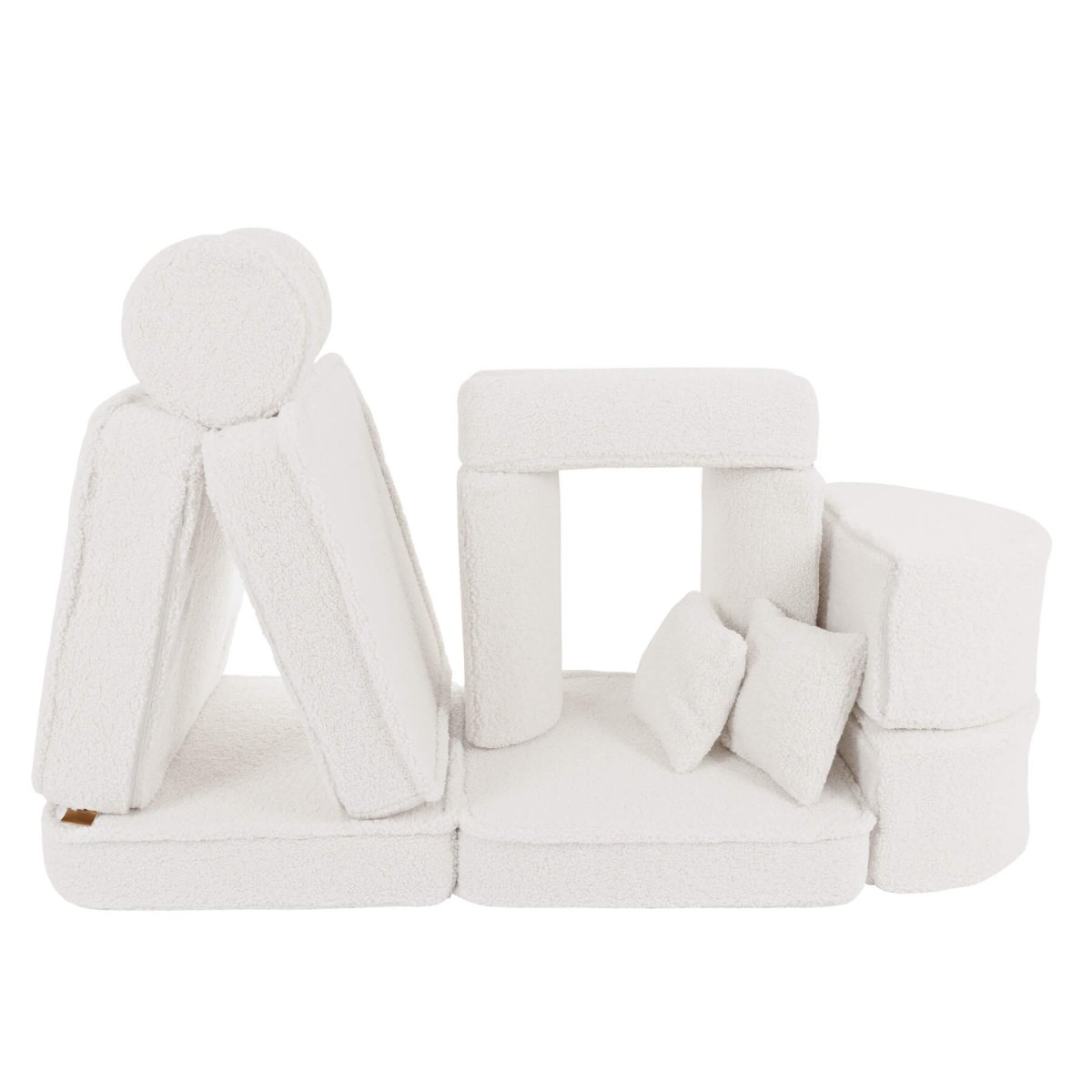 Modular Kids Play Sofa, Medium Plus with Extra Cushions - Bearly Fabric, 120 x 60 cm (Cream) - Tiny Tugz™