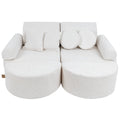 Modular Kids Play Sofa, Medium Plus with Extra Cushions - Bouclé, 120 x 60 cm (White) - Tiny Tugz™