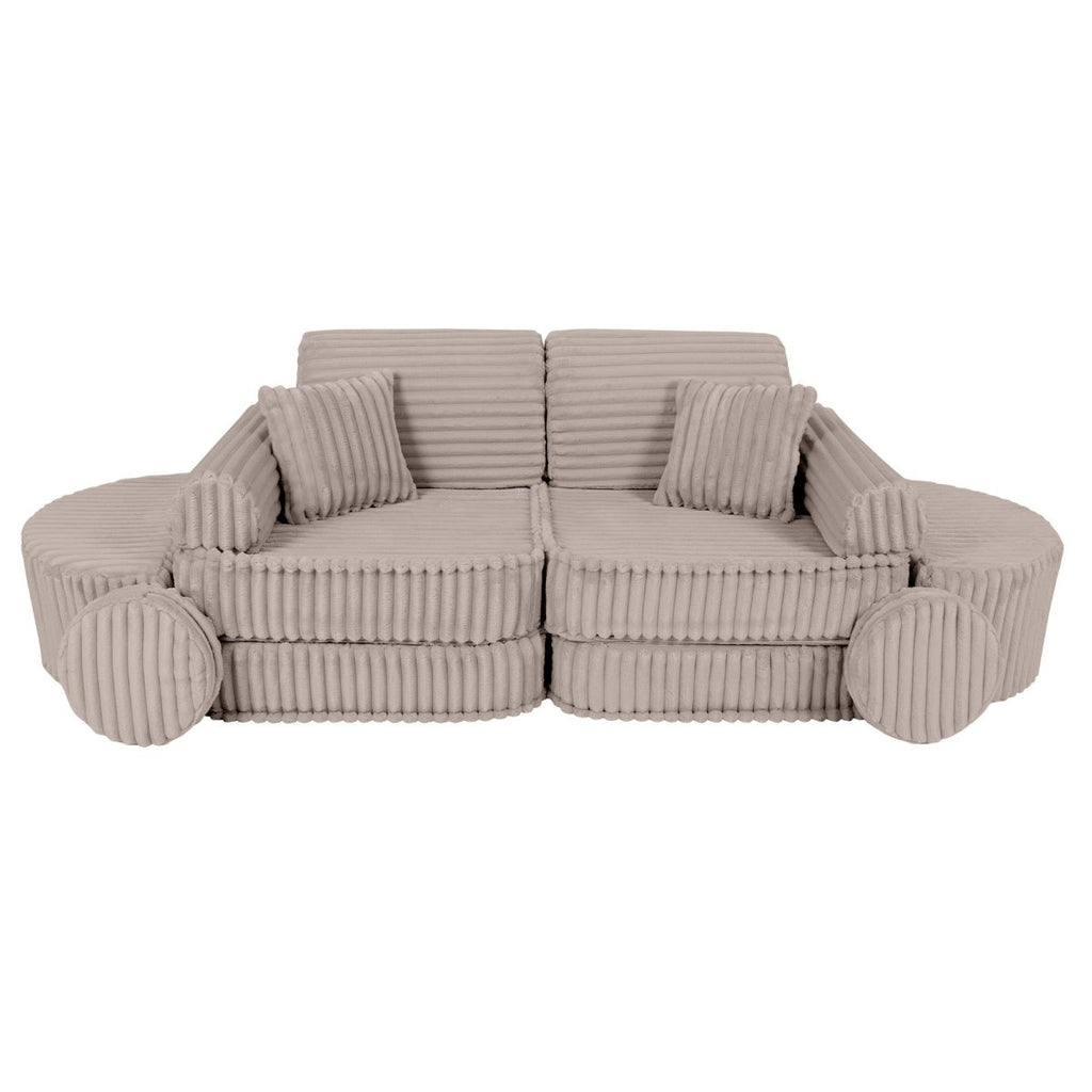 Modular Kids Play Sofa, Medium Plus with Extra Cushions - Churros Corduroy (Beige) - Tiny Tugz™