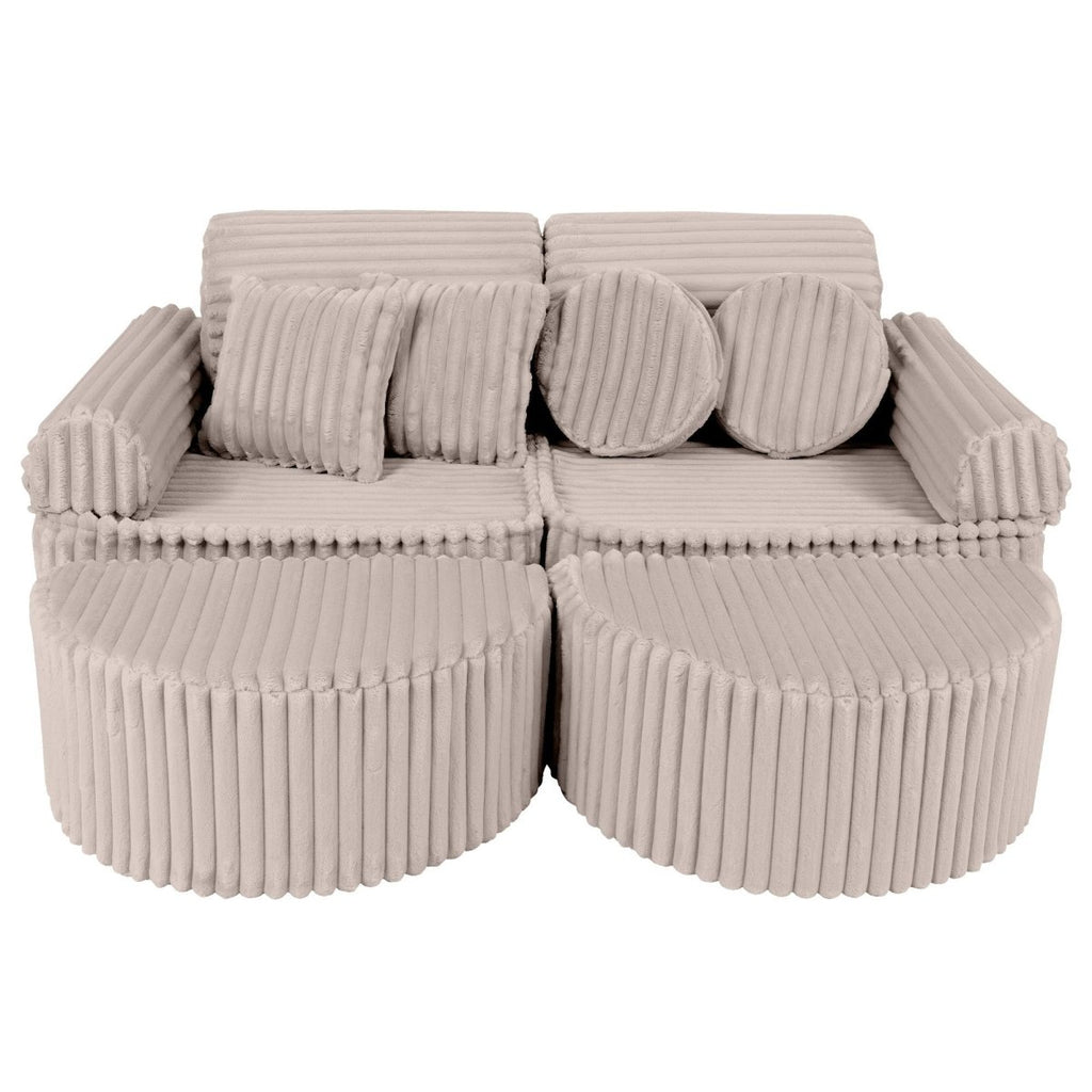 Modular Kids Play Sofa, Medium Plus with Extra Cushions - Churros Corduroy (Beige) - Tiny Tugz™