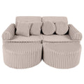 Modular Kids Play Sofa, Medium Plus with Extra Cushions - Churros Corduroy (Beige) - Tiny Tugz™