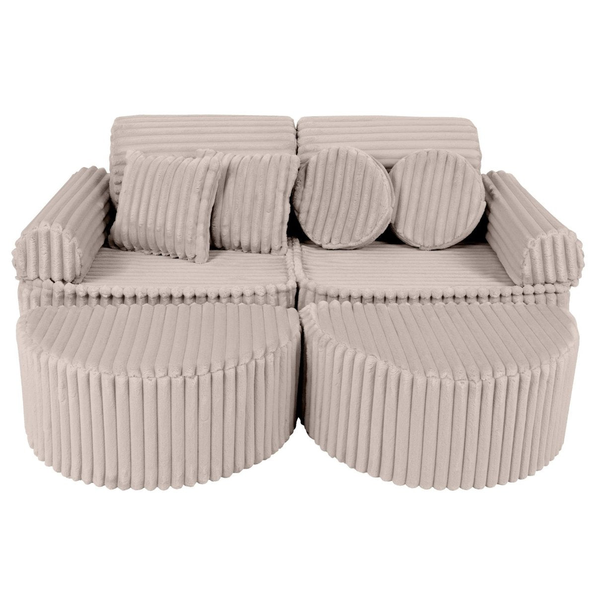 Modular Kids Play Sofa, Medium Plus with Extra Cushions - Churros Corduroy (Beige) - Tiny Tugz™