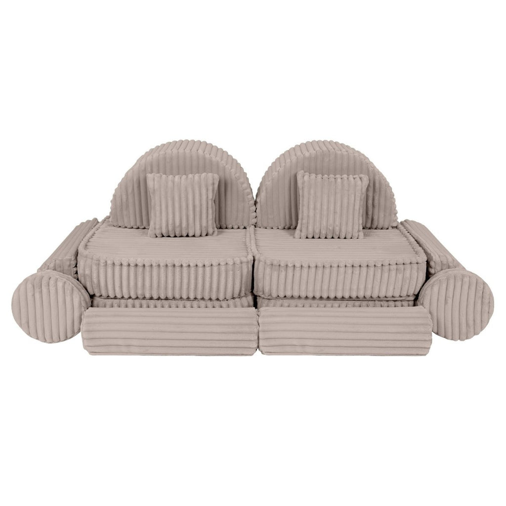 Modular Kids Play Sofa, Medium Plus with Extra Cushions - Churros Corduroy (Beige) - Tiny Tugz™
