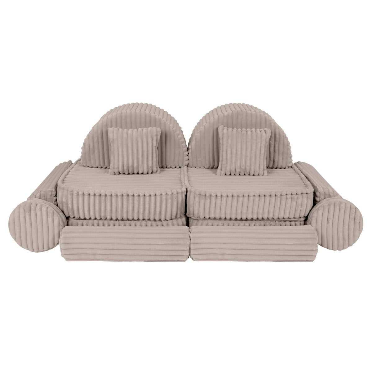 Modular Kids Play Sofa, Medium Plus with Extra Cushions - Churros Corduroy (Beige) - Tiny Tugz™
