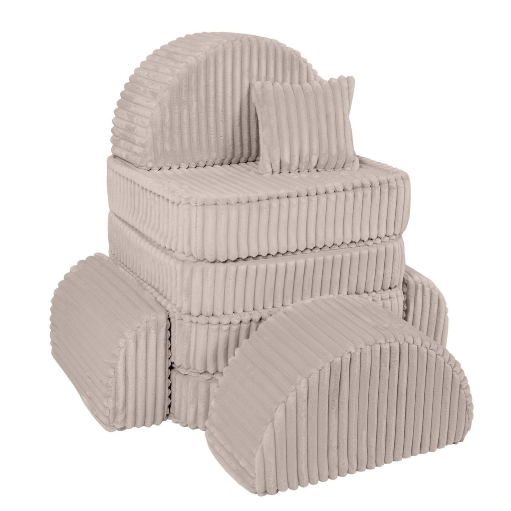 Modular Kids Play Sofa, Medium Plus with Extra Cushions - Churros Corduroy (Beige) - Tiny Tugz™