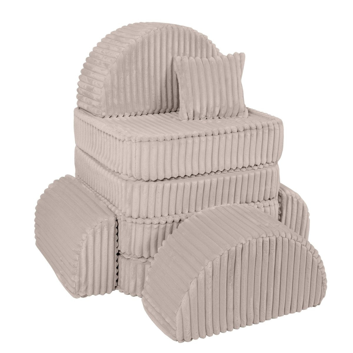 Modular Kids Play Sofa, Medium Plus with Extra Cushions - Churros Corduroy (Beige) - Tiny Tugz™