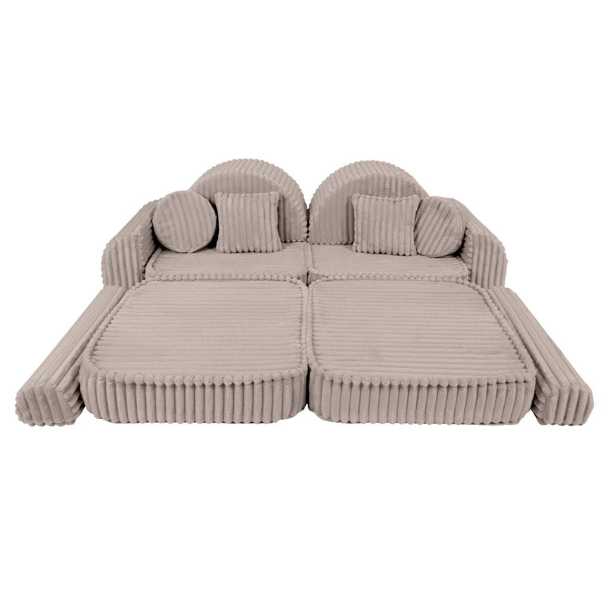 Modular Kids Play Sofa, Medium Plus with Extra Cushions - Churros Corduroy (Beige) - Tiny Tugz™