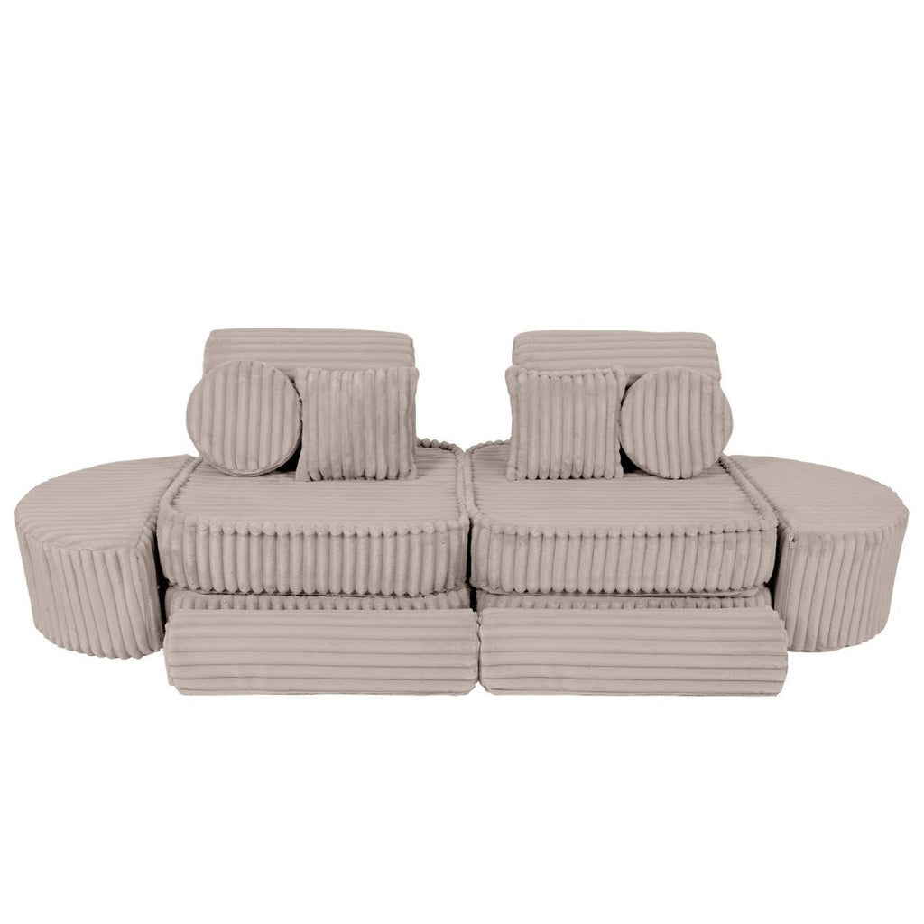 Modular Kids Play Sofa, Medium Plus with Extra Cushions - Churros Corduroy (Beige) - Tiny Tugz™