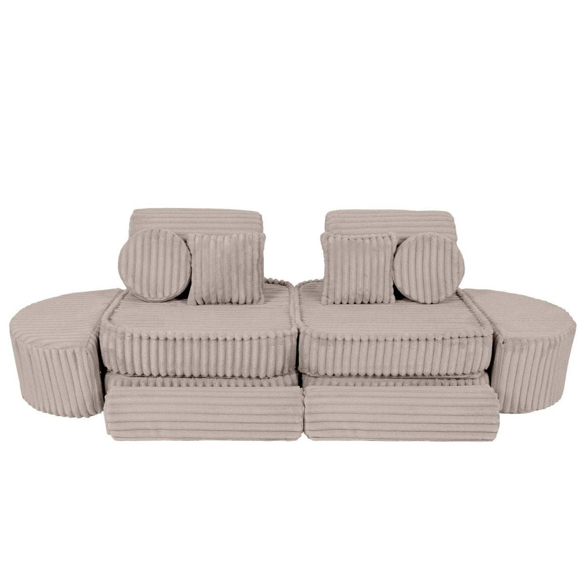 Modular Kids Play Sofa, Medium Plus with Extra Cushions - Churros Corduroy (Beige) - Tiny Tugz™