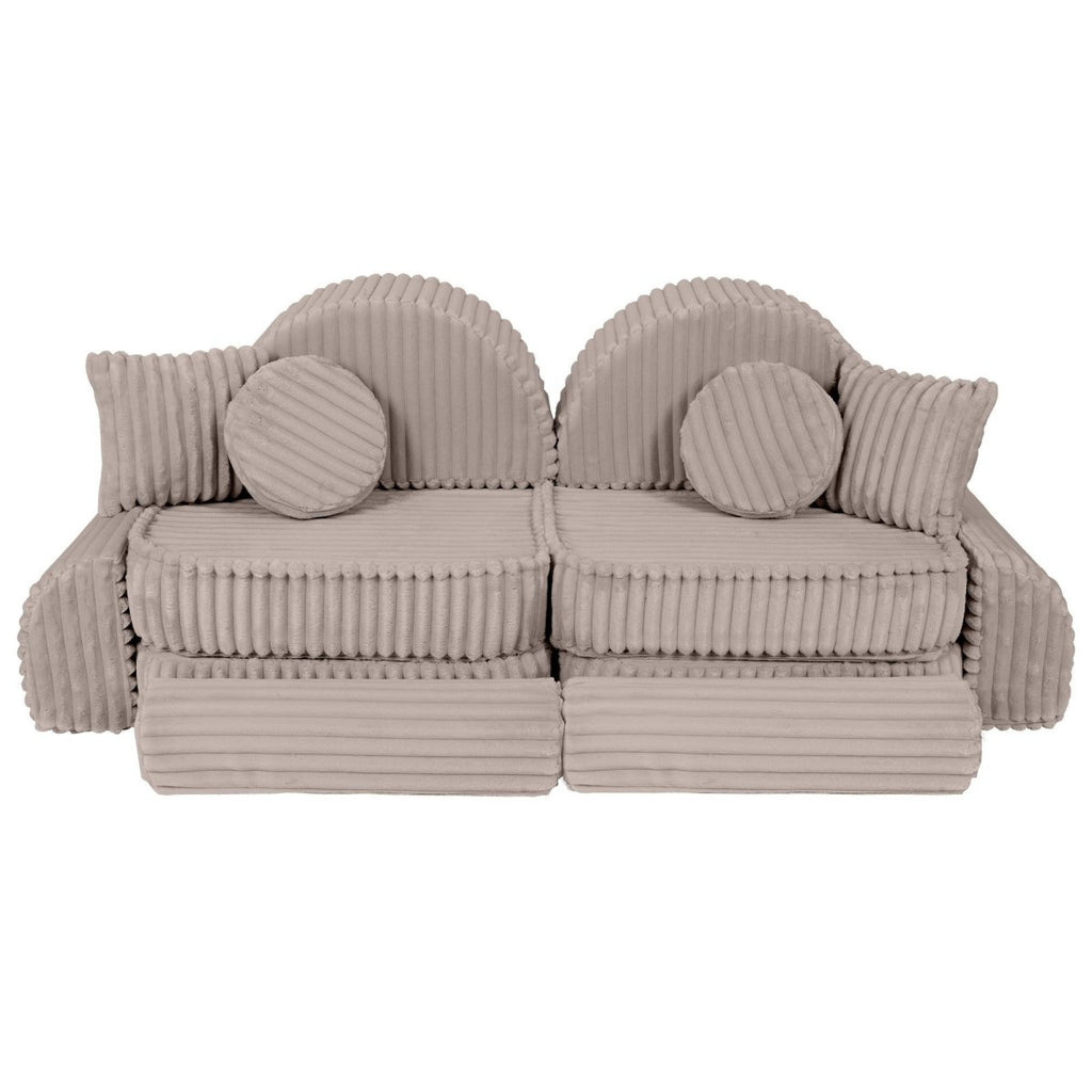 Modular Kids Play Sofa, Medium Plus with Extra Cushions - Churros Corduroy (Beige) - Tiny Tugz™