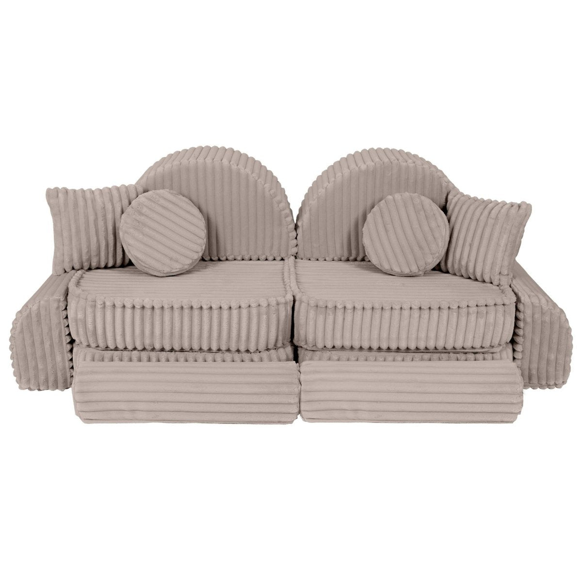 Modular Kids Play Sofa, Medium Plus with Extra Cushions - Churros Corduroy (Beige) - Tiny Tugz™