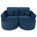 Modular Kids Play Sofa, Medium Plus with Extra Cushions - Churros Corduroy (Blue) - Tiny Tugz™