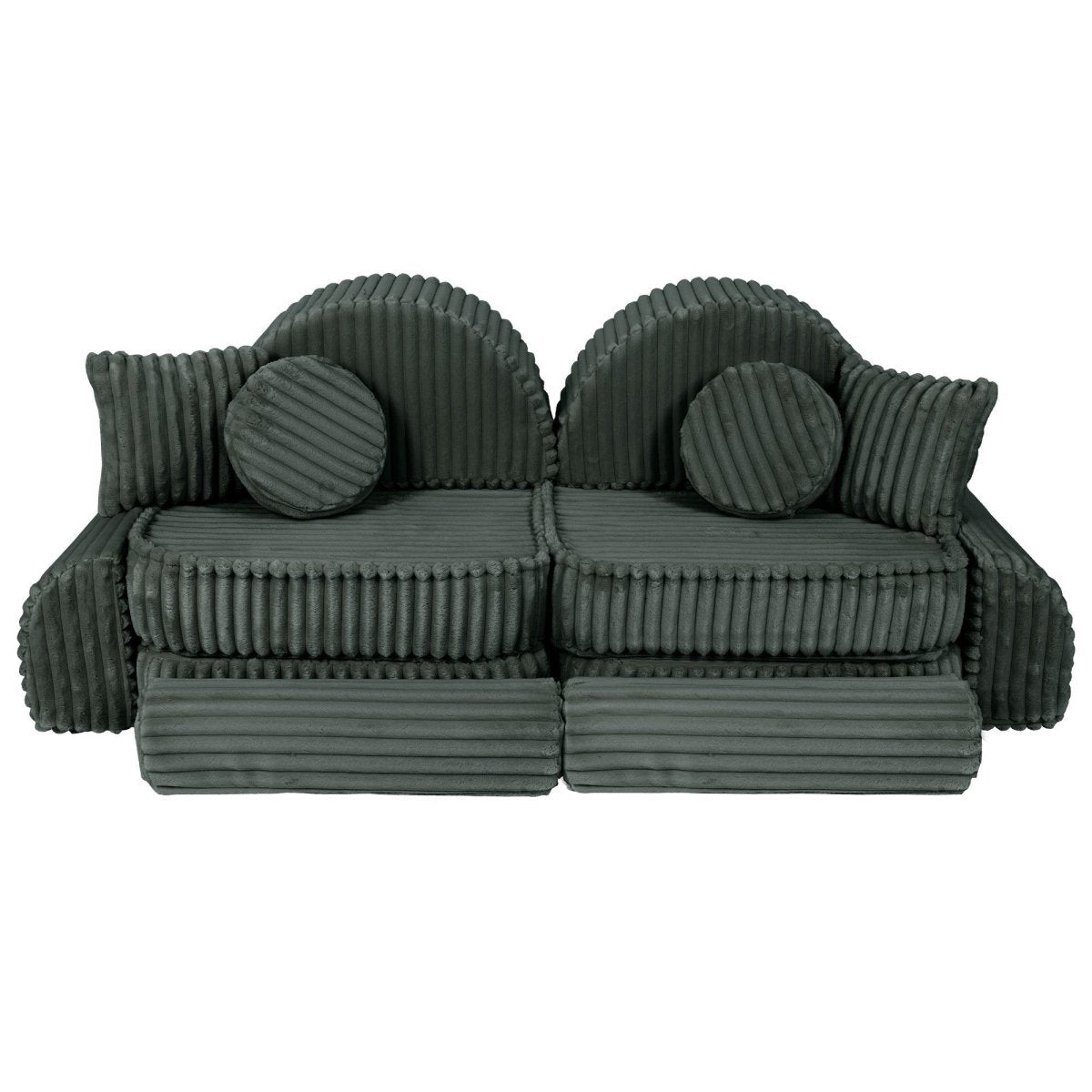 Modular Kids Play Sofa, Medium Plus with Extra Cushions - Churros Corduroy (Forest Green) - Tiny Tugz™