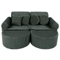 Modular Kids Play Sofa, Medium Plus with Extra Cushions - Churros Corduroy (Forest Green) - Tiny Tugz™