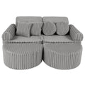 Modular Kids Play Sofa, Medium Plus with Extra Cushions - Churros Corduroy (Moon Grey) - Tiny Tugz™