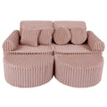 Modular Kids Play Sofa, Medium Plus with Extra Cushions - Churros Corduroy (Pink) - Tiny Tugz™