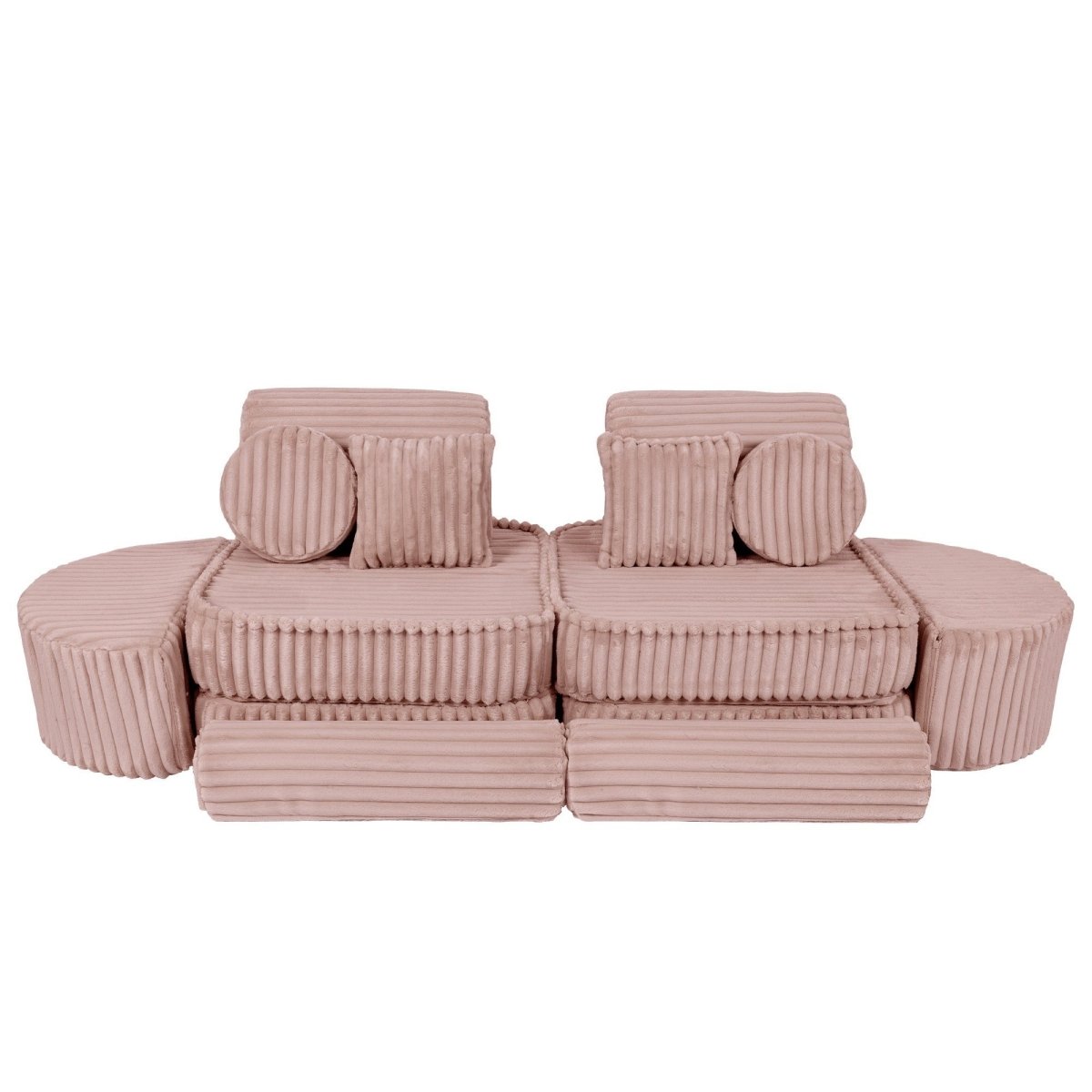 Modular Kids Play Sofa, Medium Plus with Extra Cushions - Churros Corduroy (Pink) - Tiny Tugz™