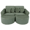 Modular Kids Play Sofa, Medium Plus with Extra Cushions - Churros Corduroy (Sage Green) - Tiny Tugz™