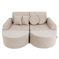 Modular Kids Play Sofa, Medium Plus with Extra Cushions - Slimcord Corduroy, 120 x 60 cm (Ecru) - Tiny Tugz™