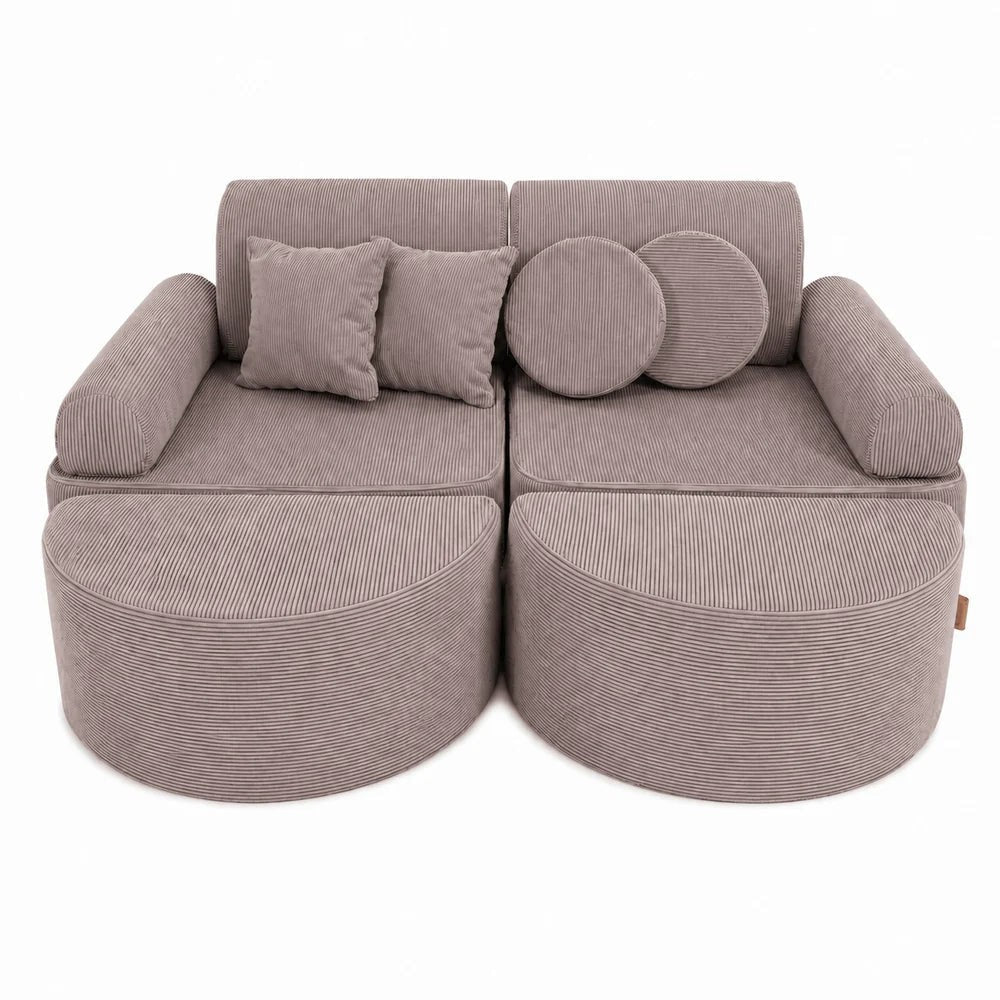 Modular Kids Play Sofa, Medium Plus with Extra Cushions - Slimcord Corduroy, 120 x 60 cm (Taupe) - Tiny Tugz™