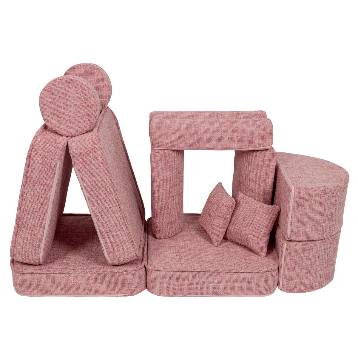 Modular Kids Play Sofa, Medium Plus with Extra Cushions - Tangle Fabric, 120 x 60 cm (Bubblegum Pink) - Tiny Tugz™