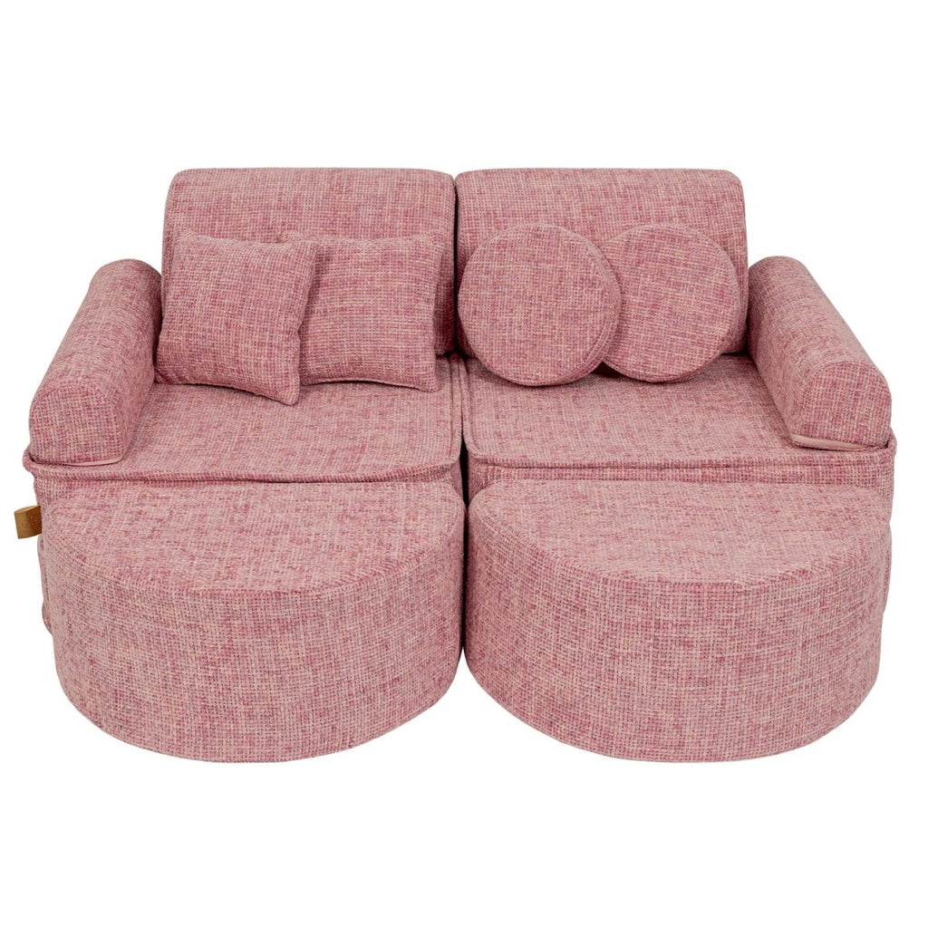 Modular Kids Play Sofa, Medium Plus with Extra Cushions - Tangle Fabric, 120 x 60 cm (Bubblegum Pink) - Tiny Tugz™